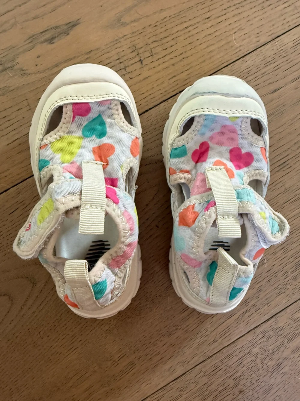 Toddler Heart Print Water Sandals Size 7-7.5 Colorful Velcro
